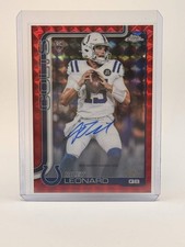 2025 Topps Chrome Football Rookie Autographs Riley Leonard Red Geometric 1/5 SSP