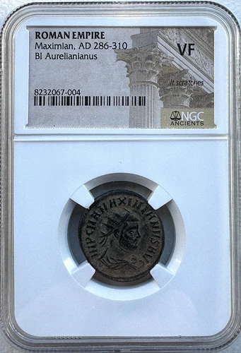ROMAN EMPIRE - MAXIMIAN AD 286-310 - BI AURELIANANUS - NGC VF - FREE SHIP!