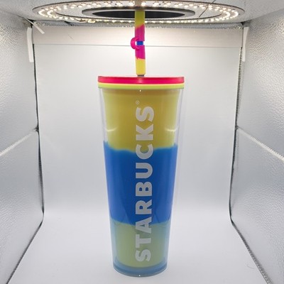 Starbucks 2022 Multicolor Advertising Cup Blue Yellow Pink Straw Coffee & Tea