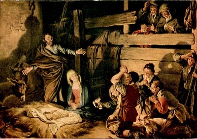 Adoration of the Shepherds by Christian Wilhelm Ernst Dietrich, Postcard