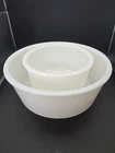 Vintage Big & Small Set Of Milk Glass Thick Heavy Mixing/Serving Bowls