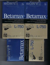TRES (3) casetes de video en blanco Sony betamax L-750 Hi-Packing Hi-Res nuevos sellados