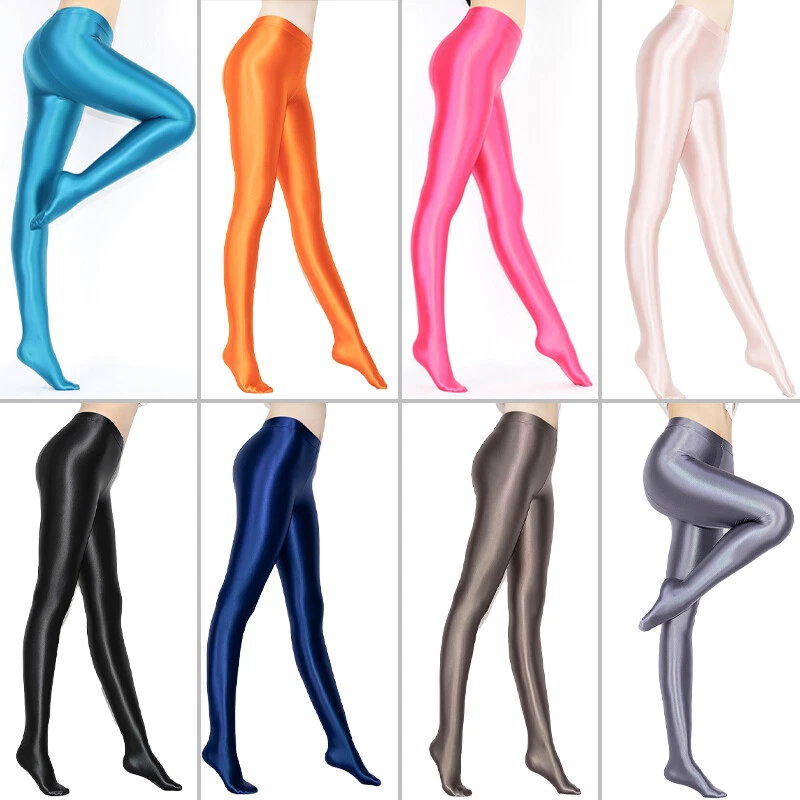 Plus Size Lady Sexy Shiny Wet Look Pantyhose Satin Glossy Opaque Tights Stocking - Image 3 of 4