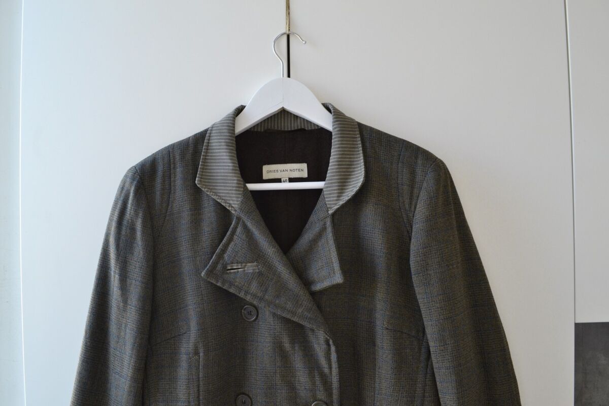 90s Vintage Womens DRIES VAN NOTEN Coat Heavy Jacket Green
