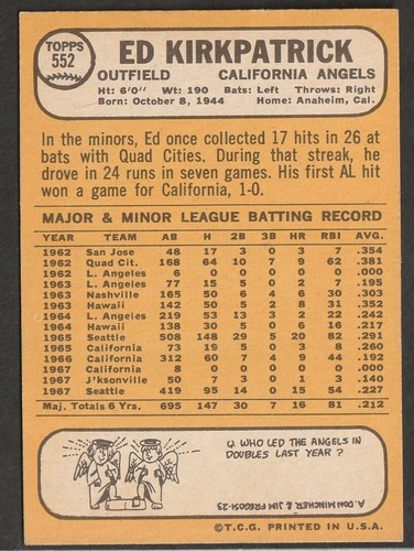 1968 Topps Baseball Cards Scegli una carta a scelta 295-660 EX X-MT 1/25 Set Break - Foto 420 di 490