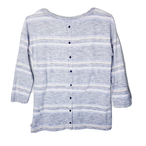 Camisa T By Talbots Mujer Talla XS Rayas Botón Espalda Camiseta Manga 3/4 - Imagen 3 de 14