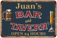 Juan's Green Bar & Tavern Personalized Rustic Wall Decor Sign 112180047038