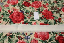 Cotton 68" Tan / Floral Fabric Apparel, Face Mask, 1 Yard