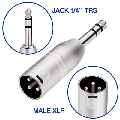 XLR-Stecker - 1/4'' TRS Jack symmetrischer Stecker Adapter - XLR-Klinkenwandler 6,35 mm
