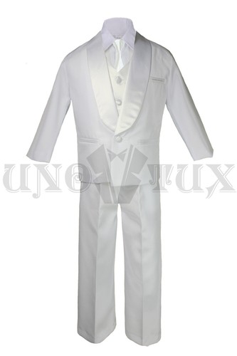 6pcs Boy Teens White Satin Shawl Lapel Suit Tuxedo pick color Satin LongTie 8-20 - Picture 7 of 28