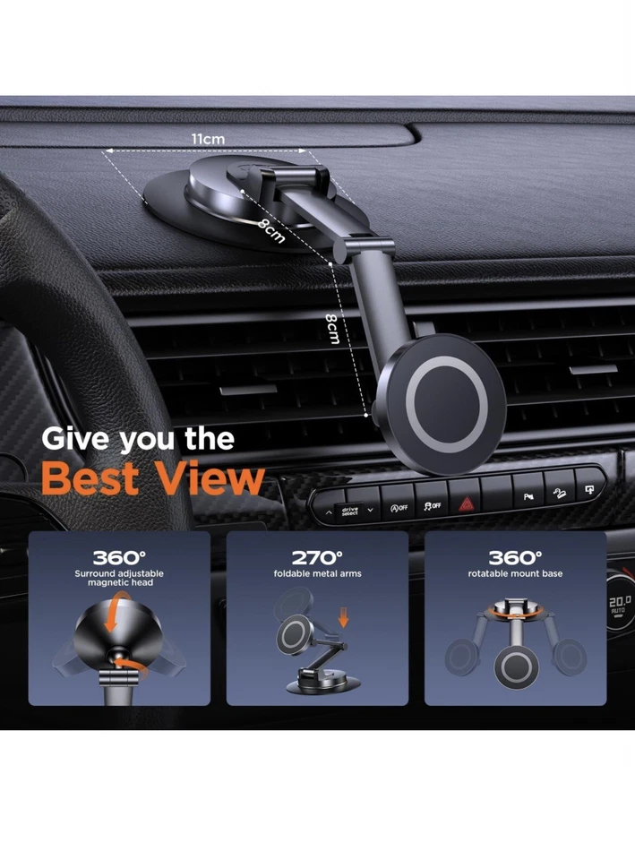 360° Universal Pro Strong Magnetic Suction Car Phone Holder Dashboard Mount 2024 - Image 2 of 4