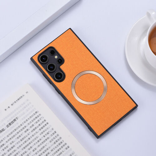 For Samsung S24 Ultra S23 S21 Case Mag safe Matte Cloth Leather Shockproof Cover - Picture 28 of 31