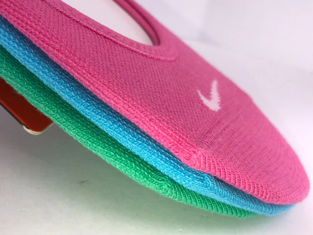 Women s NIKE Pink Blue Green 70 COTTON Shoe Liner Low Socks 3 Pack 30 MSRP
