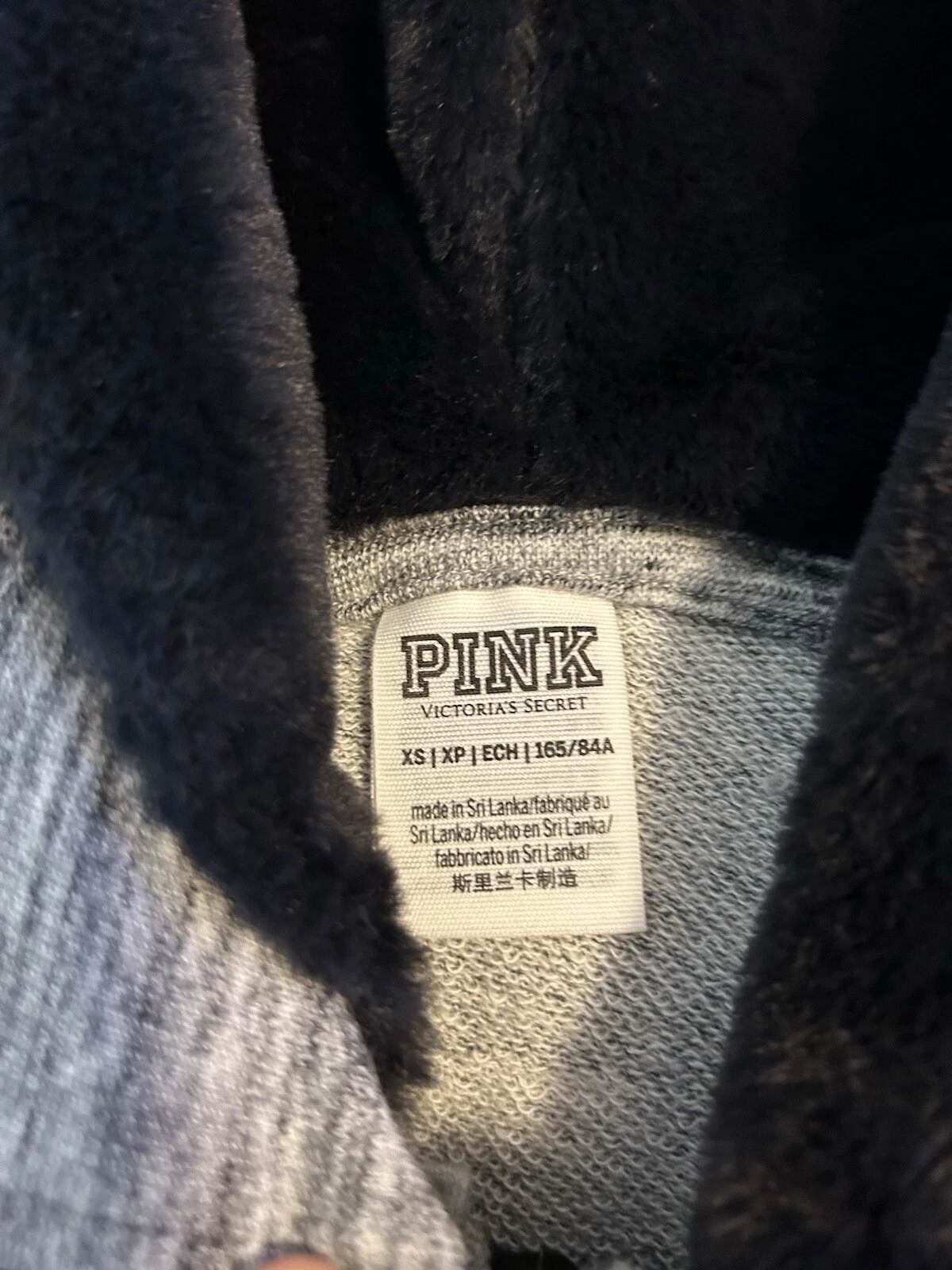 UNDERCOVER Felpa con cappuccio e zip intera Victorias Secret ROSA BLING SLOUCHY PELLICCIA SINTETICA TAGLIA SMALL