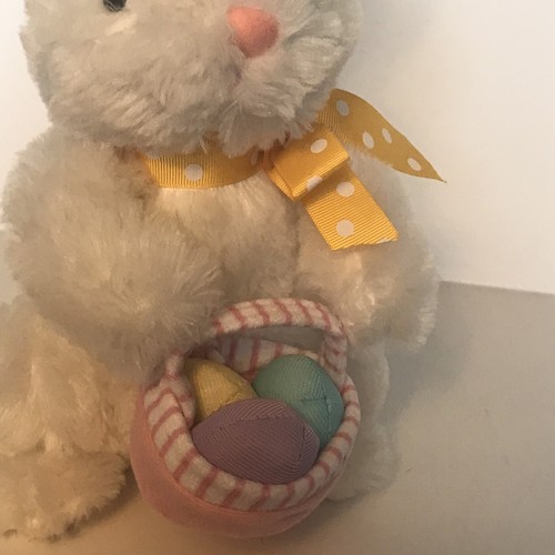 Cesta de Pascua de peluche de conejo blanco conejo con huevos Los libros son divertidos - Imagen 4 de 11