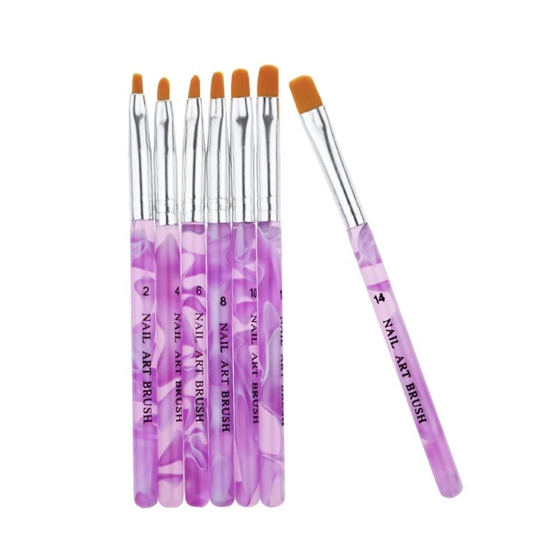 7pcs Purple NAIL BRUSH SET Acrylic UV Builder Nail Gel Polish Art Painting KIT - Image 3 of 4