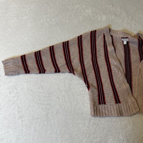 Gymboree Girls Open Cardigan Sweater Medium Beige Knit Striped Long Sleeves - Picture 3 of 7