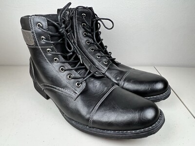 Steve Madden Mens Tegan Lace Up Cap Toe Ankle Boot Black Mens 11.5 EUC