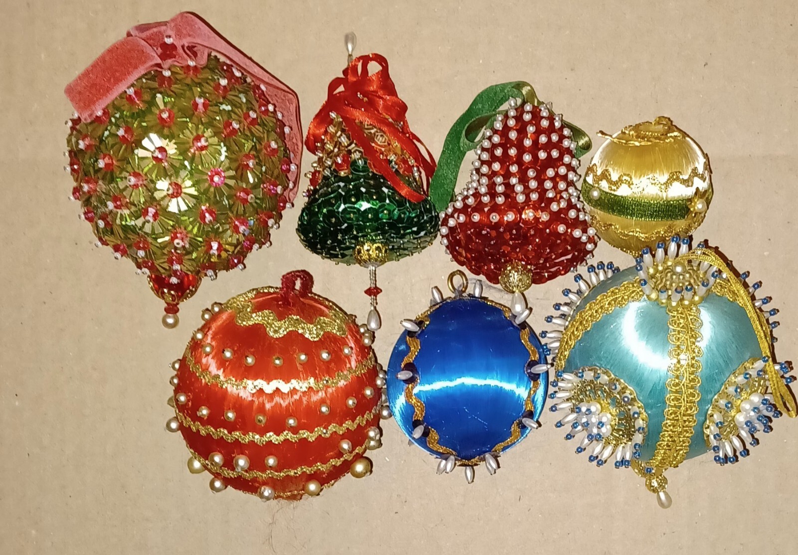 28 Vintage Beaded Sequined Pinned Embellished Christmas Ornaments eBay