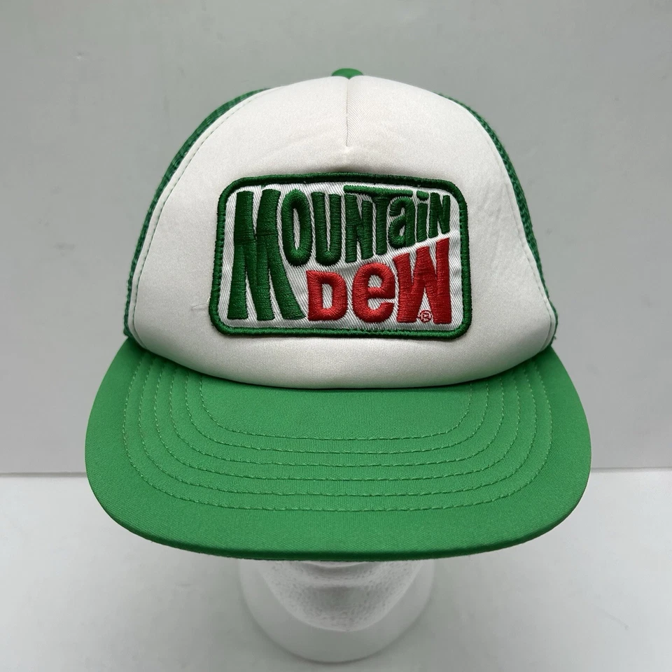 Gorra Mountain Dew Snapback para hombre blanca verde malla camionero espuma 2011 Foto 2 de 4