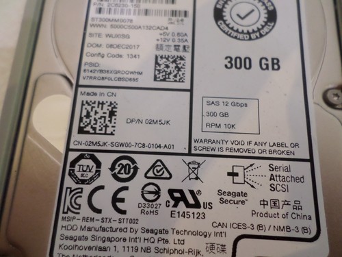 LOT OF 4 - Dell ST300MM0078 300GB 2.5" 64MB 10K SAS HDDs w/Caddy 02M5JK - Afbeelding 7 van 7