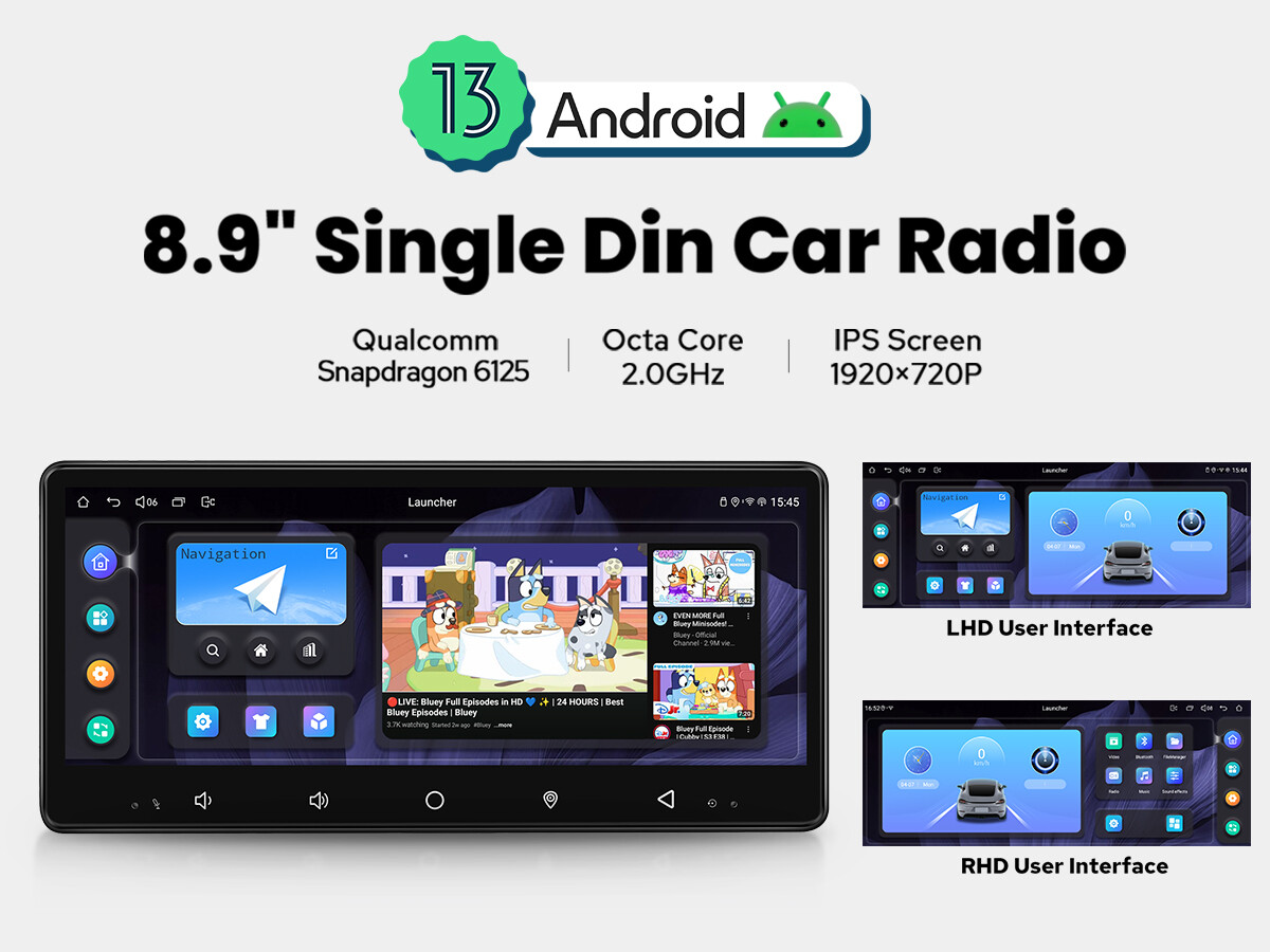 4+64GB Android 13 Car Radio Stereo In Dash Head Unit 8.9 inch