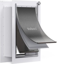 Baboni 3-Flap Pet Door for Wall, Steel Frame and Telescoping Tunnel, Aluminum Lo