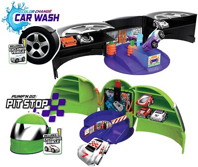 Micro Wheels HS78383 Pit Stop & Car Wash Mini Rennwagen Set für Kinder ab 4 Jahren
