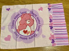 Vintage Reversible Care Bears Pillowcase Share a Smile Love a Lot Share Bear 