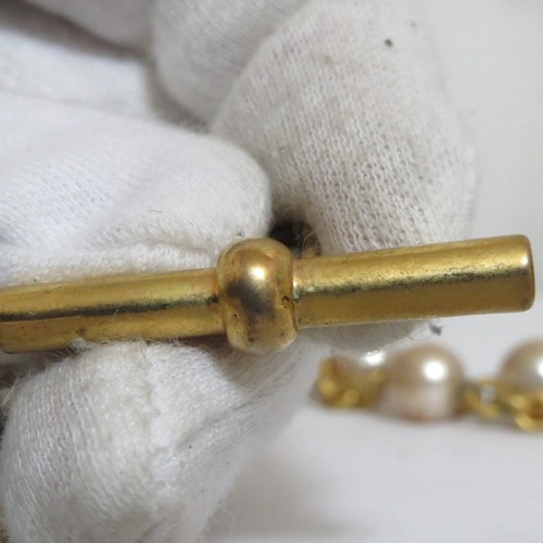 Auth Vintage Celine Faux Pearls Long Necklace Chain Belt Goldtone 90cm/35.4" in - Picture 6 of 24