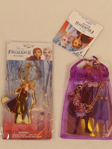 Frozen II Girls Charm Bracelet Chain Kids Jewelry and Keychain. Great Gifts! - Picture 1 of 5
