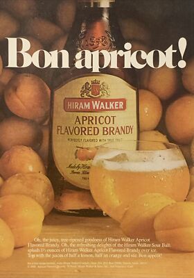 1980 Hiram Walker Apricot Brandy PRINT Sour Ball Cocktail - Bon Apricot! VTG 80s