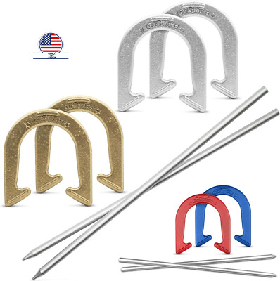 GoSports Steel Horseshoes Outdoor Game Set - Official Size and Weight -...
