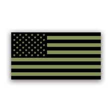 Subdued OD Green American Flag Sticker Decal - america usa olive drab