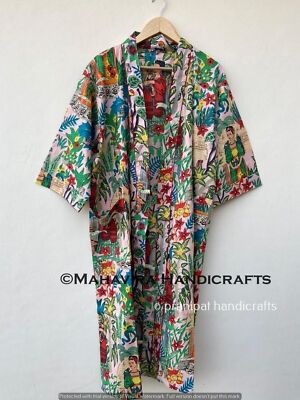 Damen Nachtwäsche Baumwolle Farida Kahlo Druck Baby Rosa Dessous Nachthemd Ki...