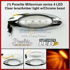 1 Panelite Millennium 4 Led M1 Clear Amber Marker Light Wchrome Bezel 6.5