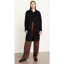 Vince Brushed Recycled Wool Shirt Coat Black Size Medium