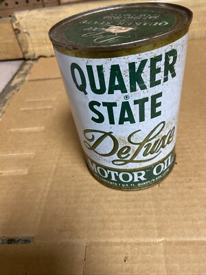 Original vintage ''QUAKER STATE DELUXE MOTOR OIL'' Metal Oil Can  NOS *BNT3489*