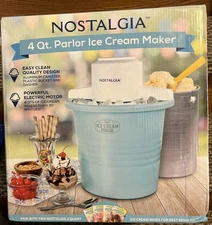 Nostalgia 4Quart Parlor Ice Cream Maker Electric Aqua New in Box