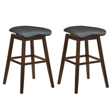Set of 2 Swivel Bar Stools 31" Bar Chairs with Padded Contoured Seat  Footrest