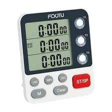 Digital Dual Kitchen Timer, 3-Channel Magnetic Countdown Stopwatch Timer for ...