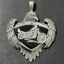 Bradford Exchange Sterling Silver Biker Live To Ride Pendant Black Onyx Eagle