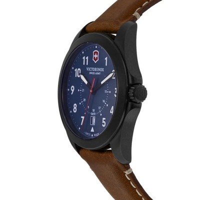 New Victorinox Swiss Army Heritage Quartz Blue Dial Brown Men's