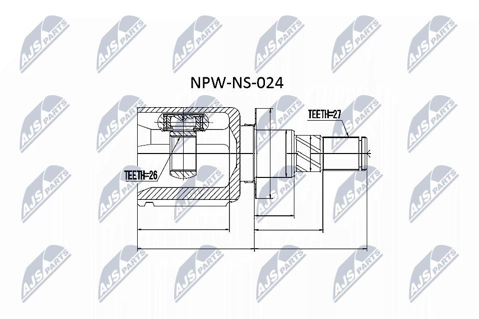 NTY CV Joint Drive Shaft Joint Set NPW-NS-024 For Nissan