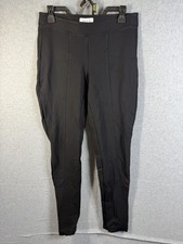 Elle Pants Womens 4 Black Ponte Slim Pull On Stretch Dress Ankle Trousers