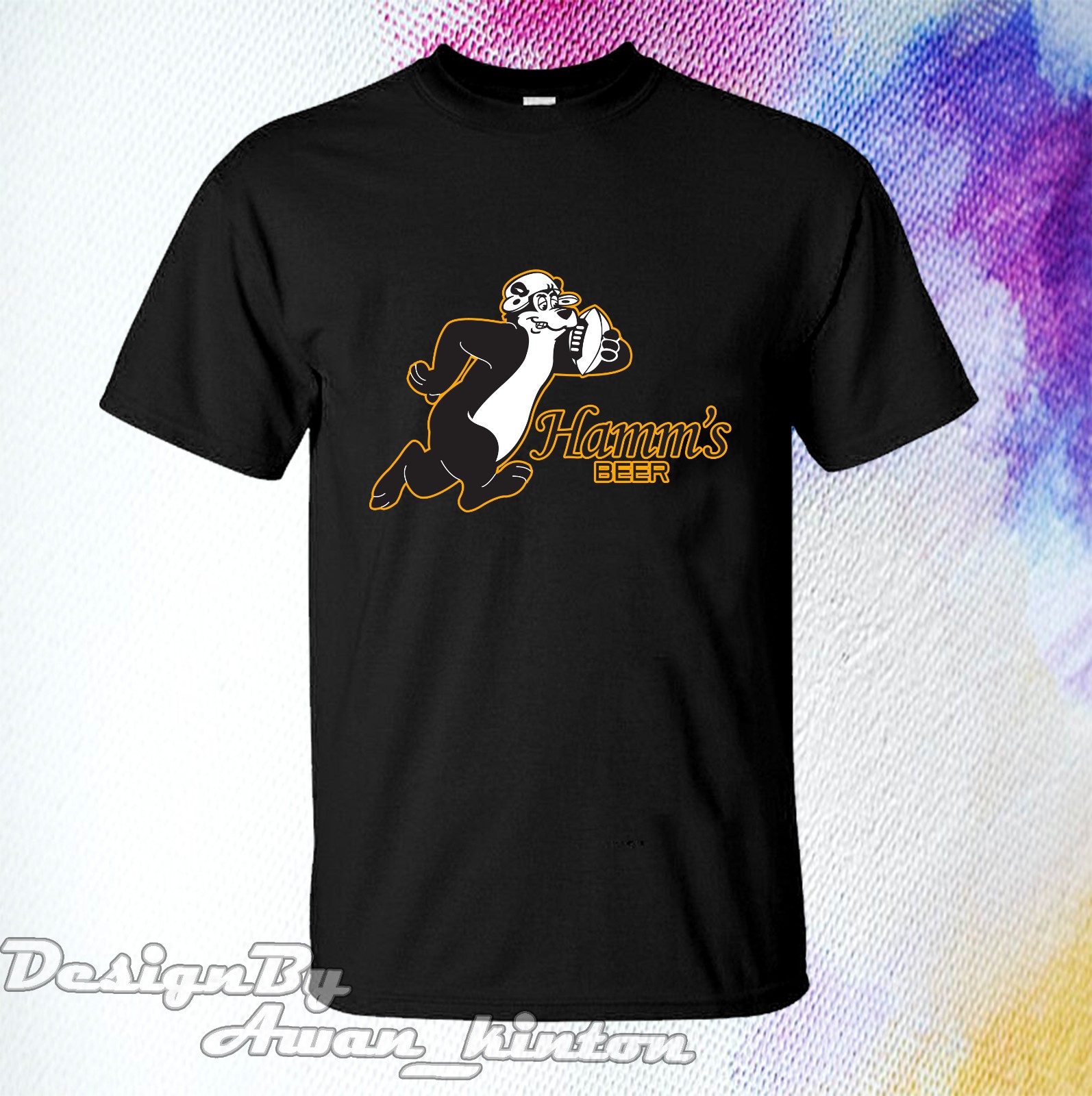 Cotton New Hamms Beer Funny Logo TSHIRT Made In USA Tee