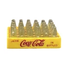 Vintage Mini Plastic Coca-Cola 24 Green Bottles in Yellow Crate