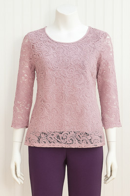 Adrianna Papell Lace Blouse & Counterparts Slim Pants Set   Size L Top / 12 Pant