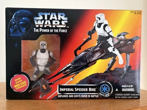 Star Wars POTF Power Of The Force Imperial Speeder Bike w/ Biker Scout 1995 NEW