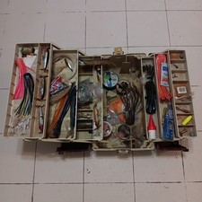 Vintage Plano 8606 Tackle Box FULL Of Vintage Lures Tackle New and Used 